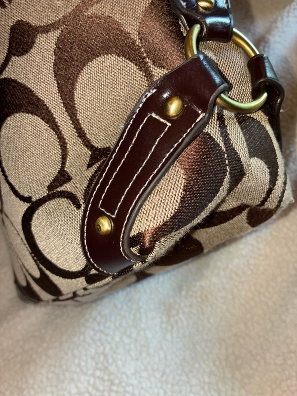 Vintage Coach Y2K Jacquard Signature Monogram Canvas & Leather Hobo Bag #1202 - Picture 8 of 16